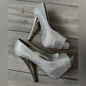 Silver Glitter High Heels